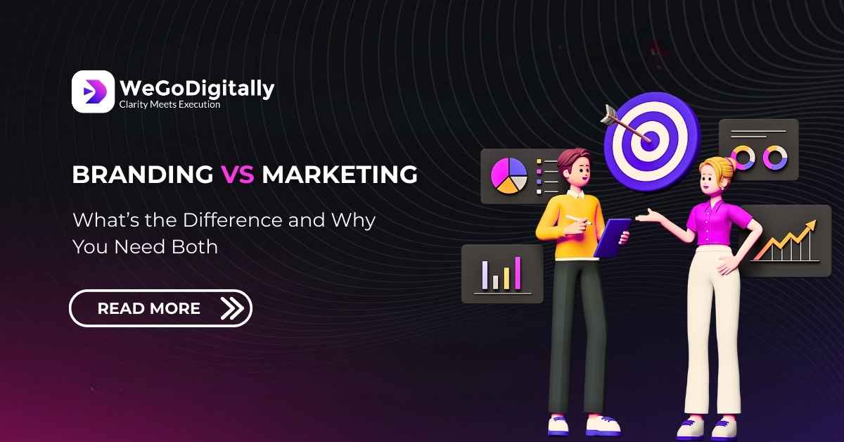 Branding vs marketing in 2025 – visual guide showing difference and importance of both for business growth. Branding vs marketing in 2025 – visual guide showing difference and importance of both for business growth.