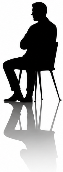 Silhouette figure 5 seated in thought