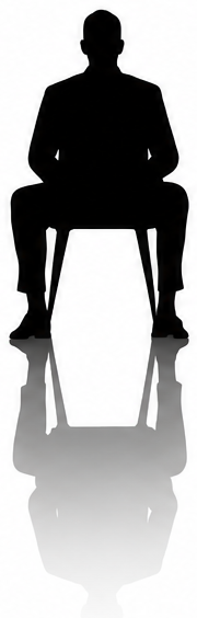 Silhouette figure 3 seated facing forward
