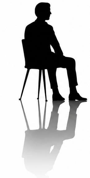 Silhouette figure 2 seated in thought