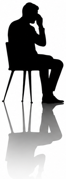 Silhouette figure 1 seated with arms crossed